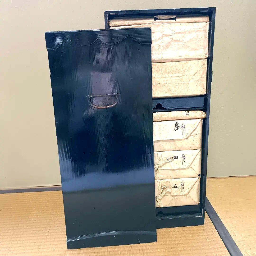 おかもち付き 金箔使用 高級重箱 年代物 5段 富山漆器 木製 お正月 お節料理