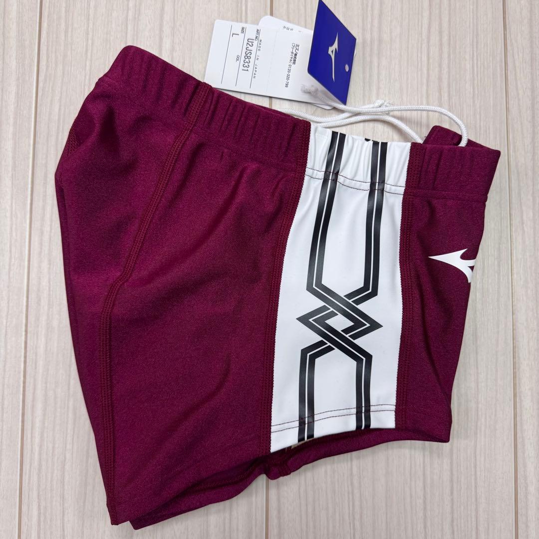 ミズノ　女子陸上レーシングショーツ(スパッツ型)　Lサイズ　エンジ×ホワイト