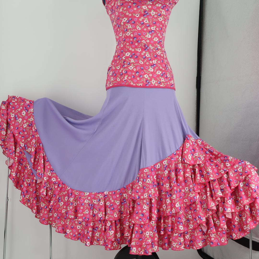 【美品 フラメンコ衣装】ラベンダー PACO OLEA ブラウス ファルダ