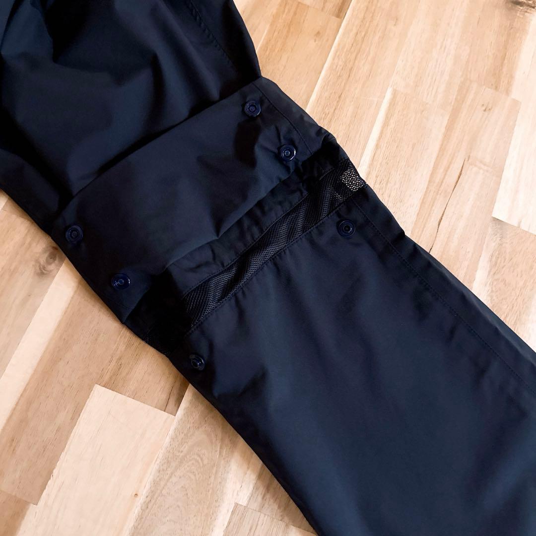 【アンパスィ】ベンチレーション レイン パンツ ゴルフ ロング 軽量 L 紺×白