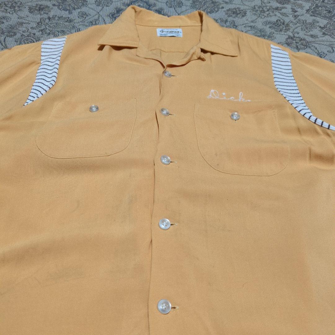 50s レーヨン ボーリングシャツ ロカビリー ビンテージ 古着 フロッキー