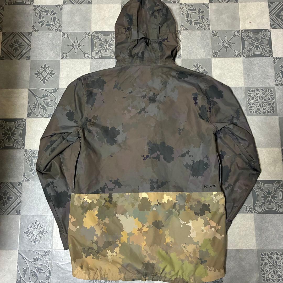 SESSIONS スノーボードジャケット 迷彩 カモフラ ドローコード ZIP