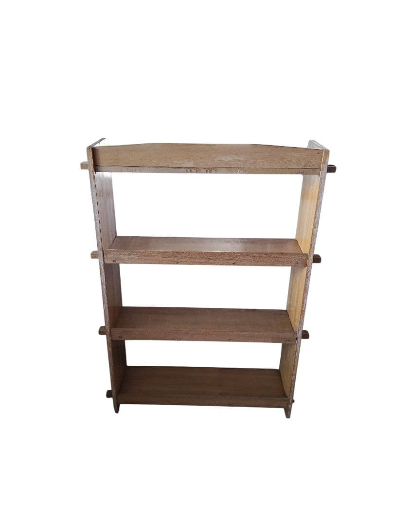 【昭和レトロ アンティーク】木杭 ブックシェルフ 本棚 4段