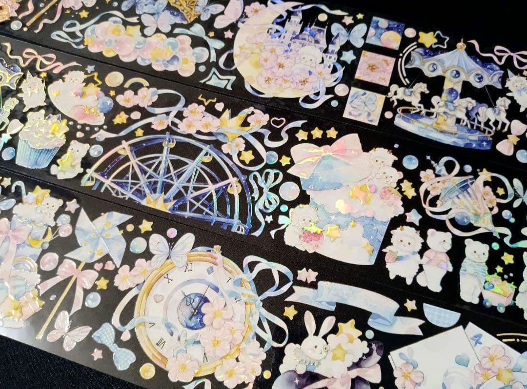 巻売 486★ 海外 マスキングテープ マステ PET 装飾 動物 熊 虹光