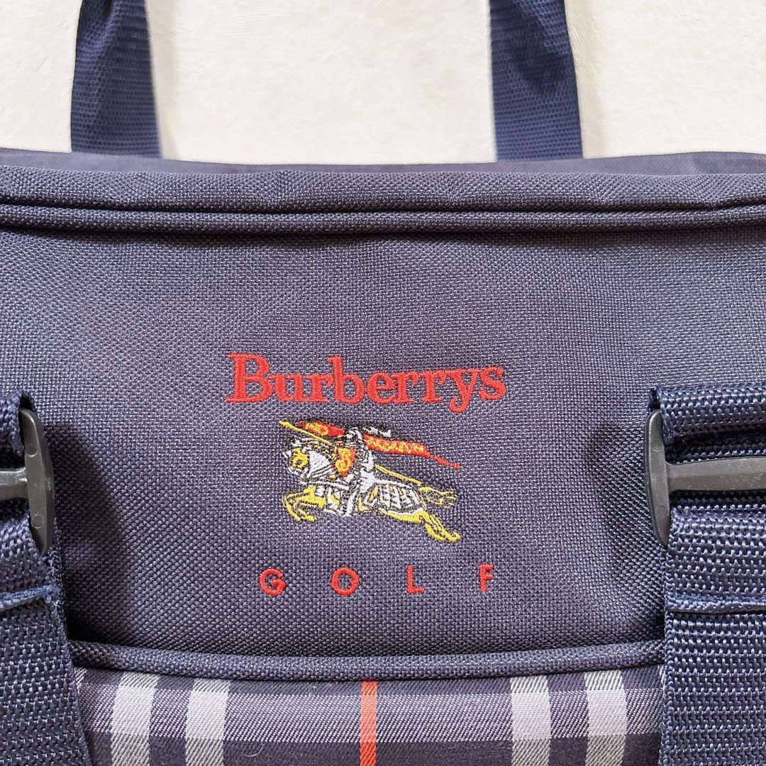 【希少】 バーバリーズ ゴルフ ボストンバッグ ネイビー 刺繍 旅行 チェック