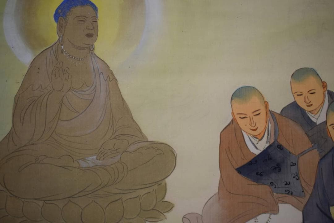 真作/観風/親鸞聖人/釈迦如来図/降雪/大幅/布袋屋掛軸HK-64