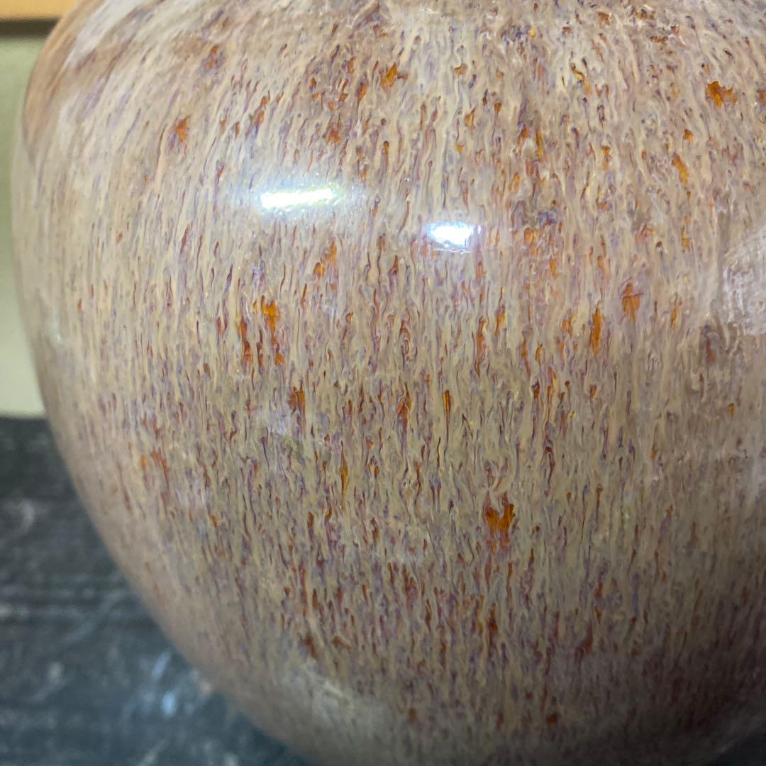 中国　古玩　孔雀釉赤壺花瓶27cm16cm