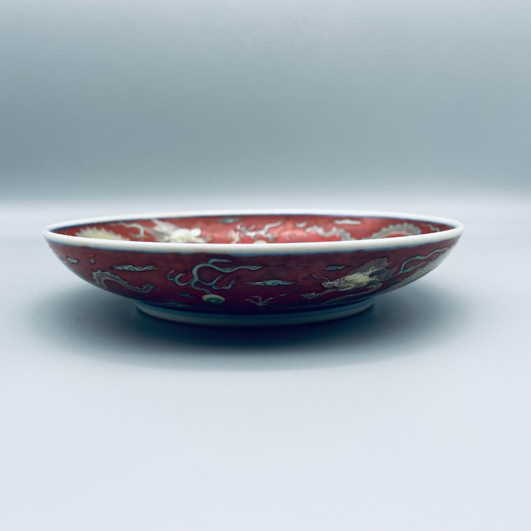 康熙官窯 五彩 五爪龍 平皿 景徳鎮 陶磁器 中国美術