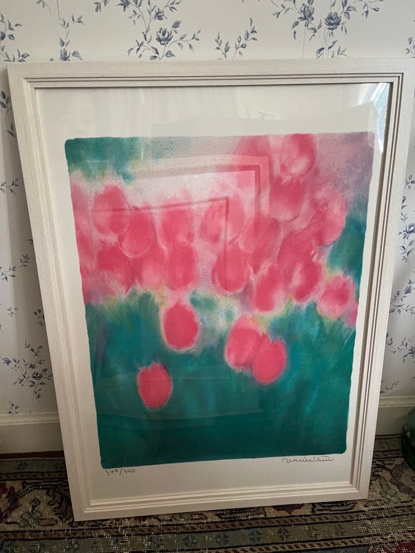 大きめ　リトグラフ　新品額入　46✖️63 ジニーキム　サイン　ED 証明書あり