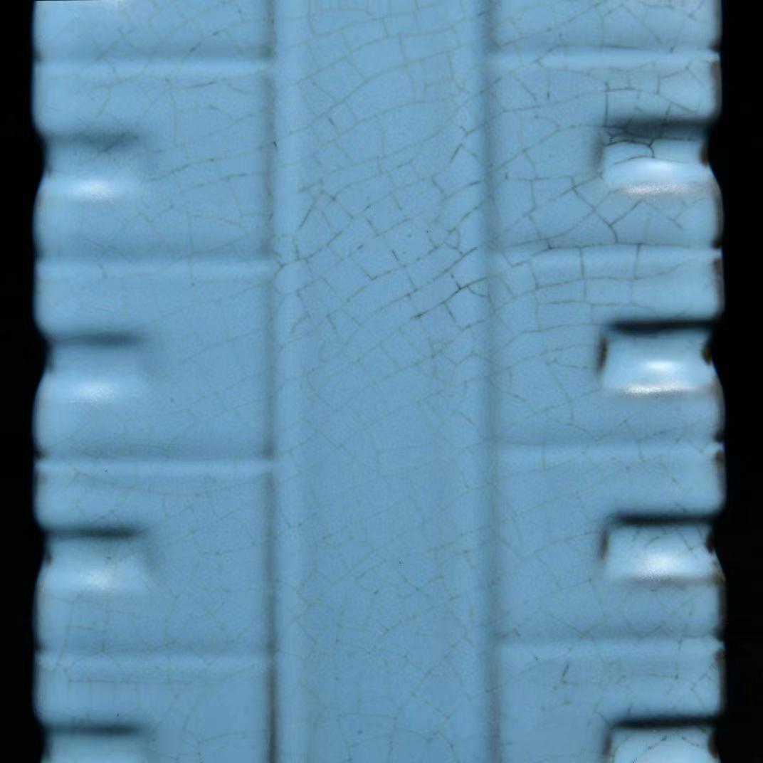 中国古美術・旧蔵の琮式瓶、御題が嵌め込まれた陶磁器・11x19cm・置物・文房具