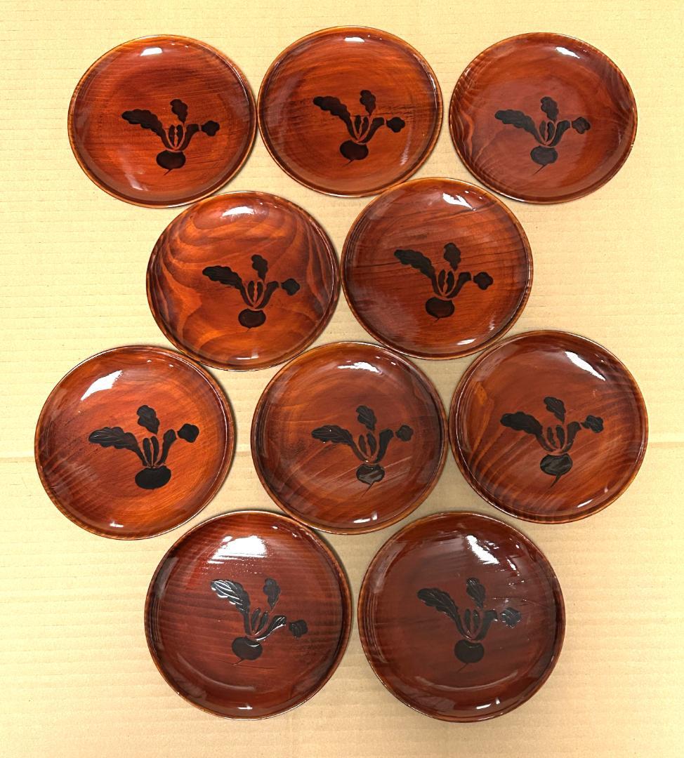 春慶塗“系”の木製漆皿・10枚セット 菓子器