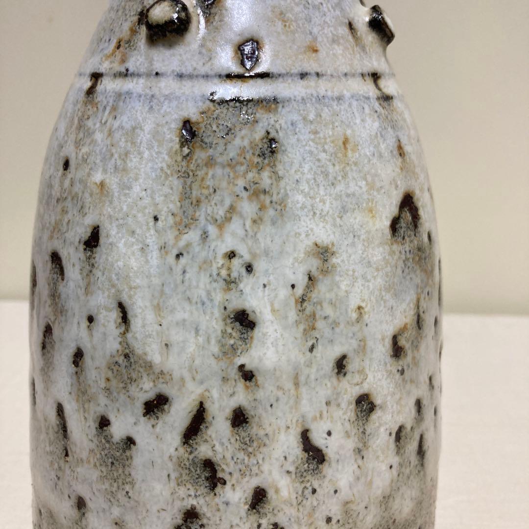 坂田泥華　萩白釉擂座花入　萩焼　茶道具　花器　花瓶　陶芸　工芸品