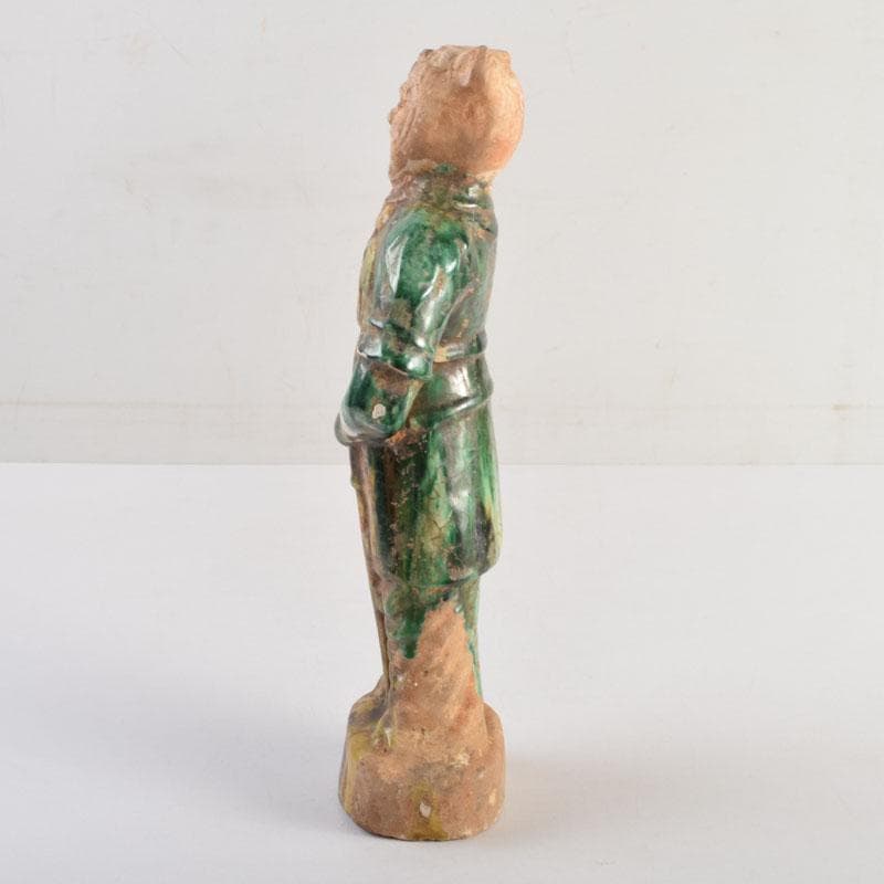 中国　三彩　兵馬俑　人物俑　陶人形　人物像　武人像　C　8846