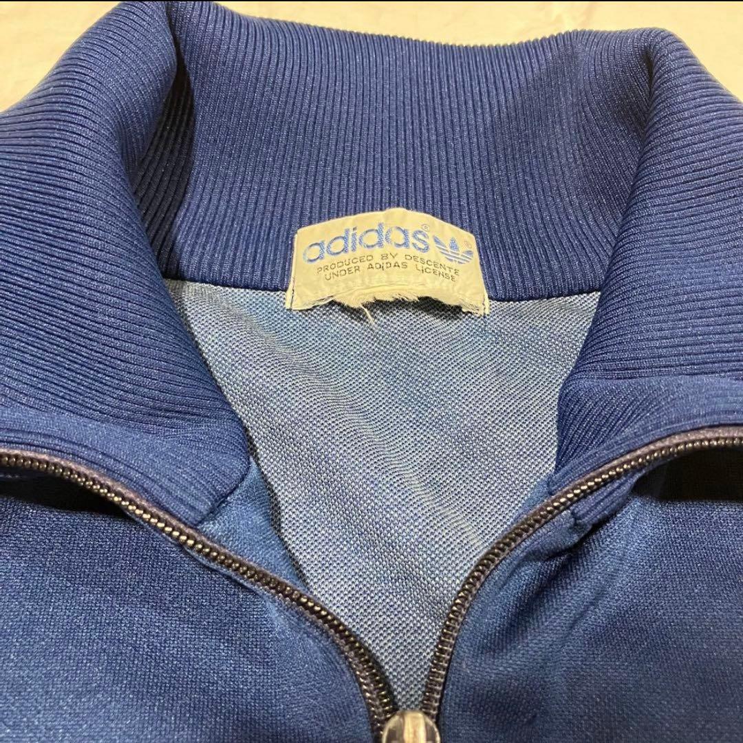 80s adidas デサント期　ブルージャージ　トラックジャケット　3本線