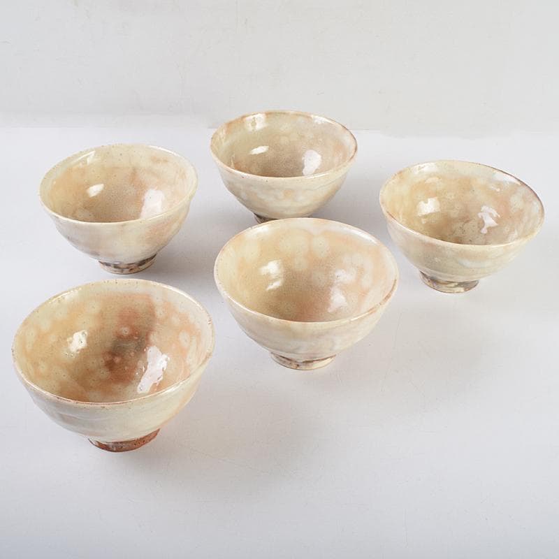 茶道具　萩焼　栖雲窯　都野栖雲作　数茶碗　五客　共箱　M　R9470B