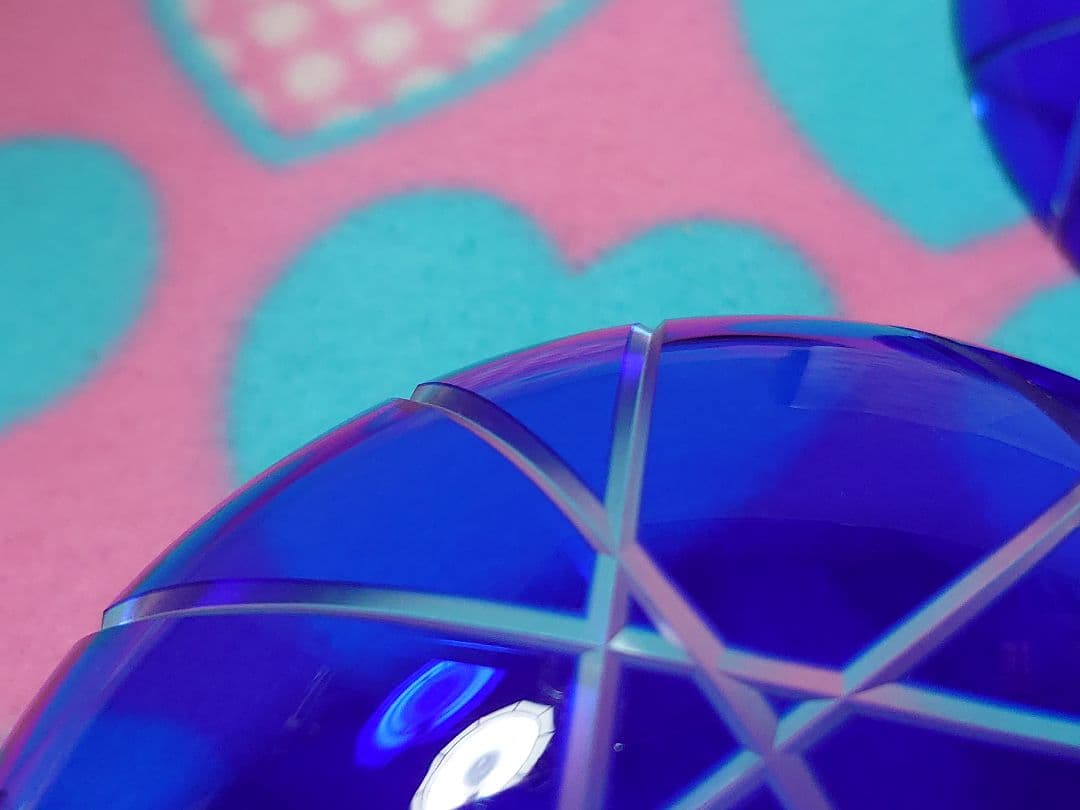 河上恭一郎 切子皿 瑠璃雪真垣文 5客 現代作家 カットグラス ガラス工芸 義山