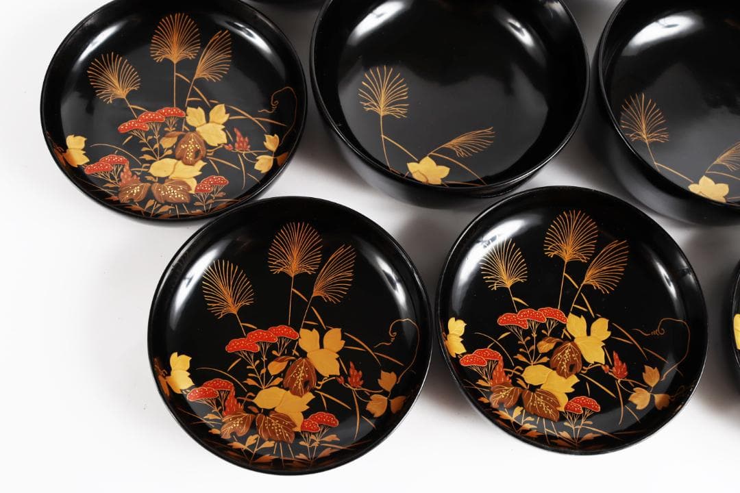 木製漆器 花蝶蒔絵 吸物椀 五客 漆芸③