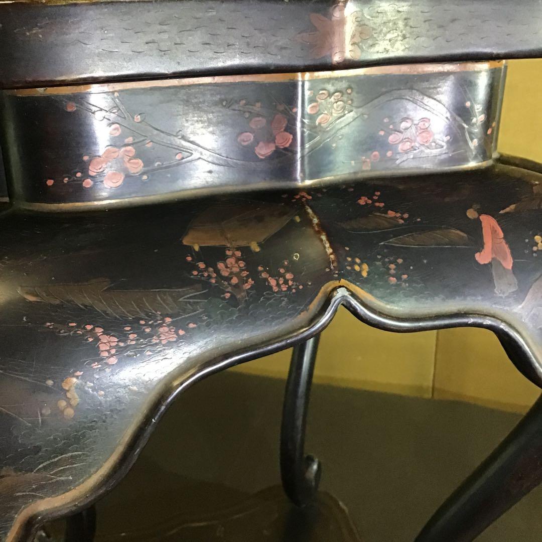 室町時代　香炉台　時代物　文人客遊亭図