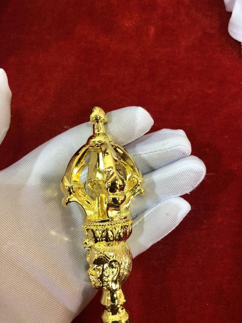 【修縁堂】仏教法器 川派穢迹金剛杵 五鈷杵 密教法具 真鍮製 vajra23cm