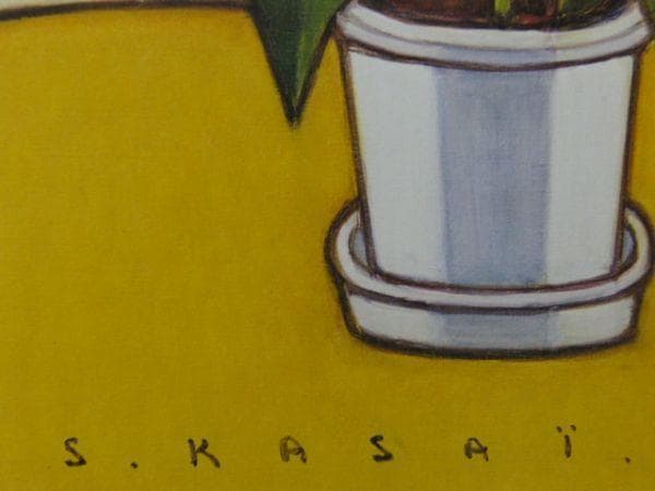 笠井誠一、【ポインセチア】、希少な額装用画集より、新品額装付