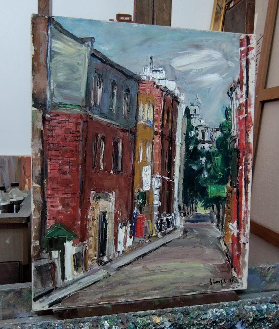 「丸の内路地」'61 F12 絵画 油彩画 油絵 風景画 アート