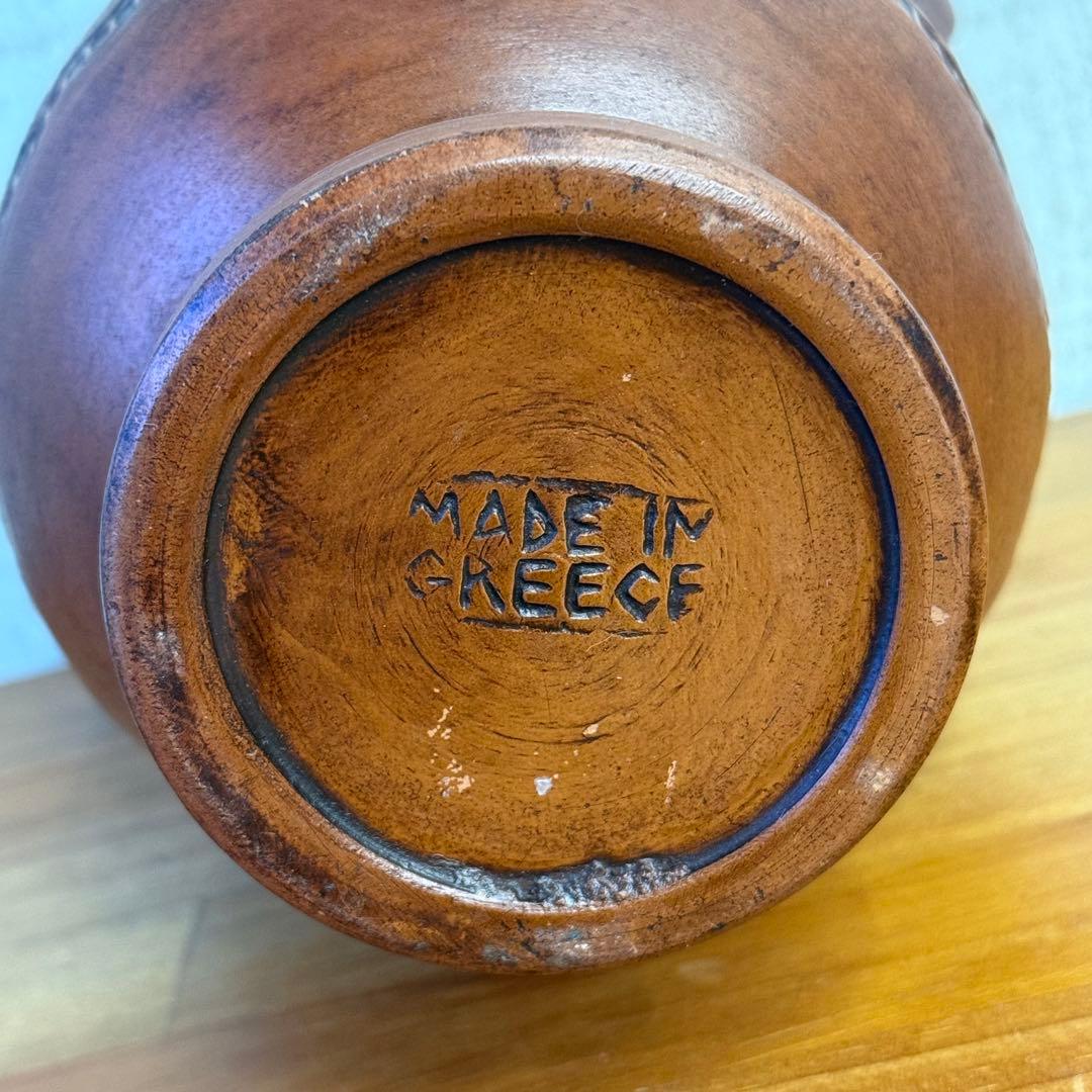 【アンティーク】陶器 ギリシャ製 壺 花瓶 フラワーベース 古道具 ブロカント