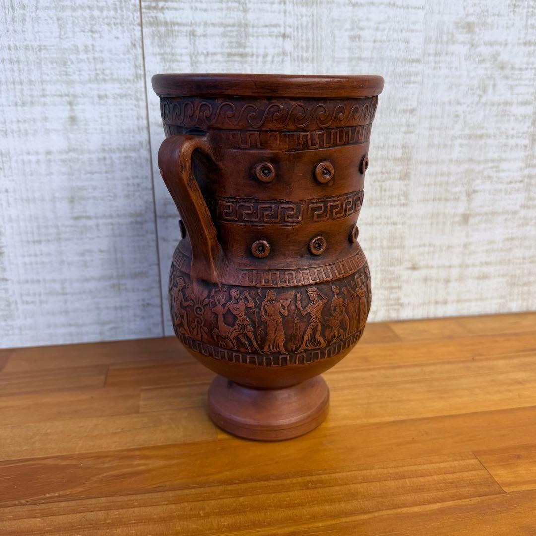【アンティーク】陶器 ギリシャ製 壺 花瓶 フラワーベース 古道具 ブロカント
