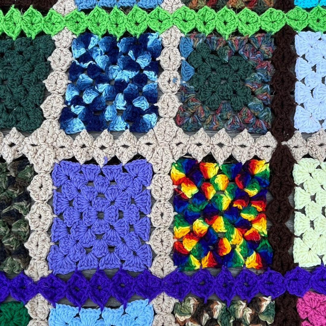 【USA vintage】グラニーブランケット　スクエアモチーフ　大判