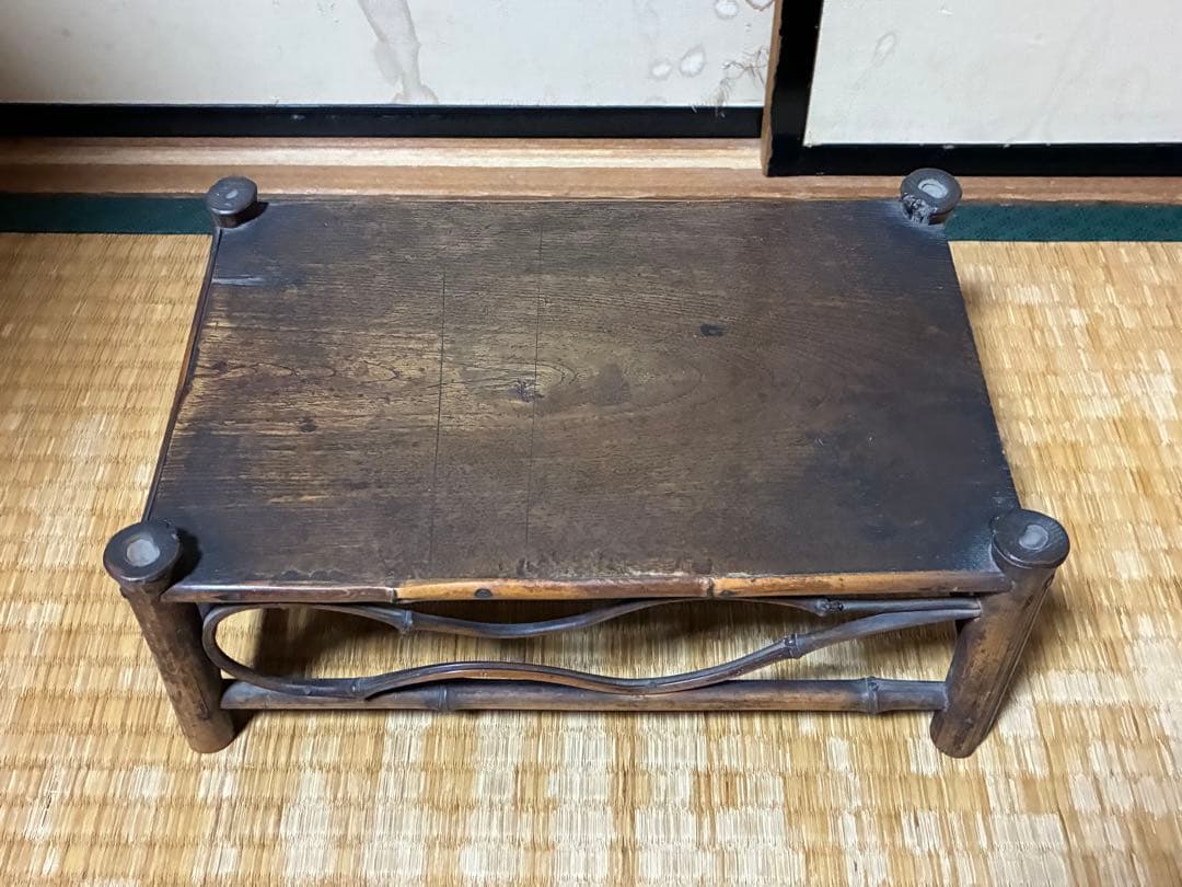 古竹 細工 四足 花台 架台 時代物