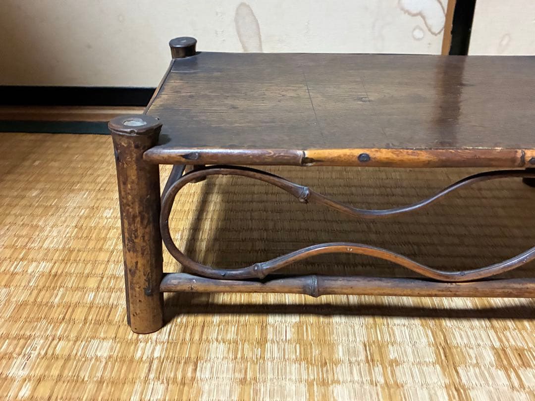 古竹 細工 四足 花台 架台 時代物