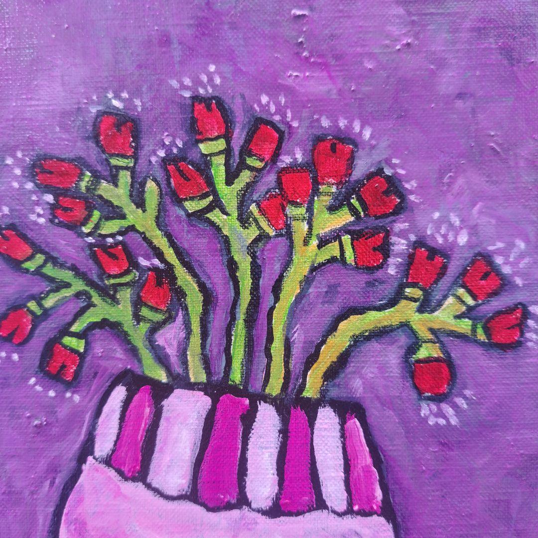 キャンバス油絵 　専用　ダンシングフラワー　渋華やかおしゃれアート