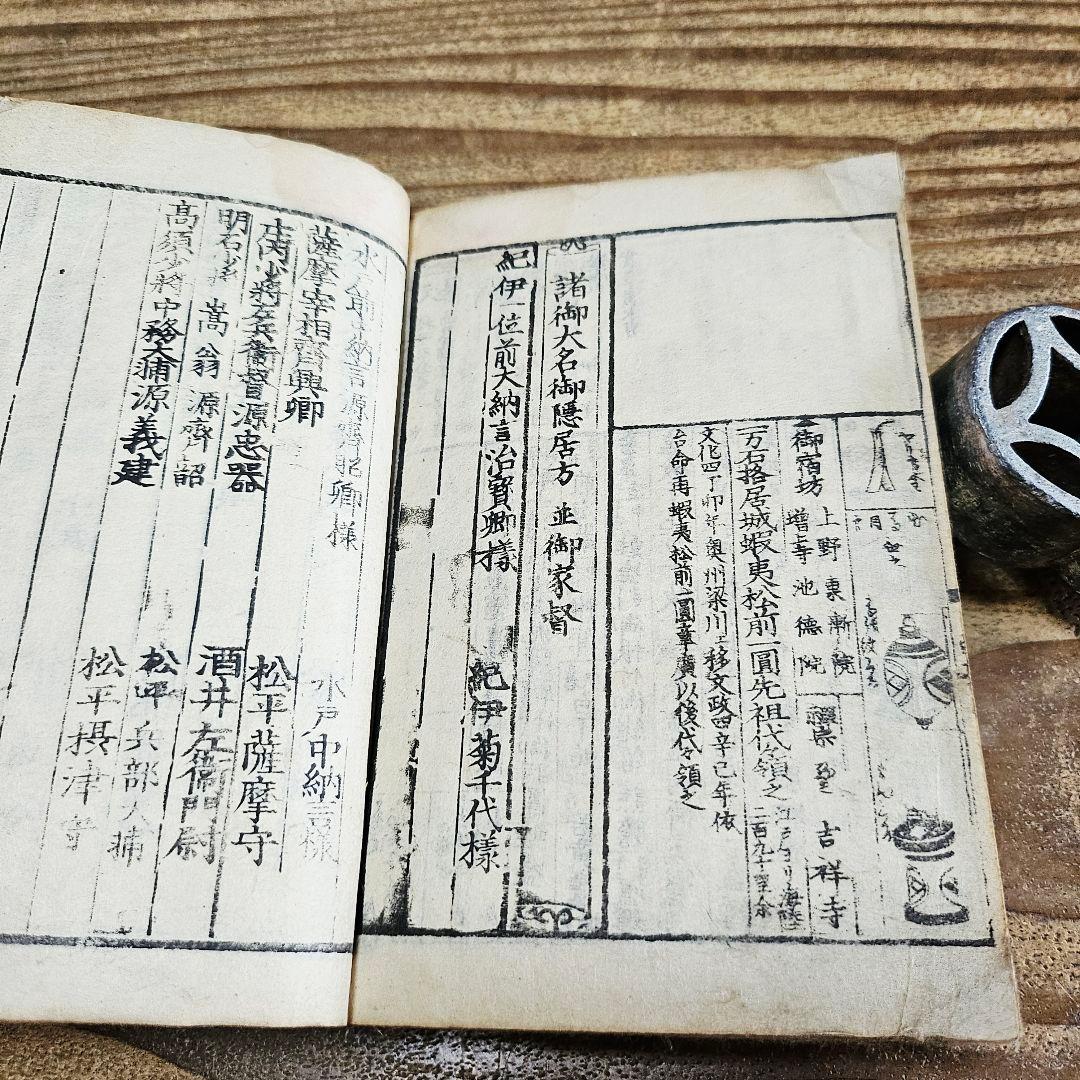 xo9467 古い和本 嘉永武鑑 二 御役人 槍印 旗本 家紋ほか 古文書 史料