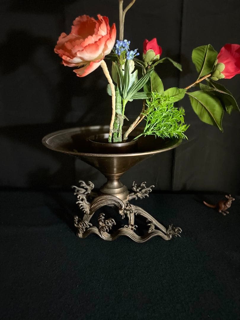 薄端　うすばた　花器　生け花　ヴィンテージ　剣山花含めない　銅器　華道具