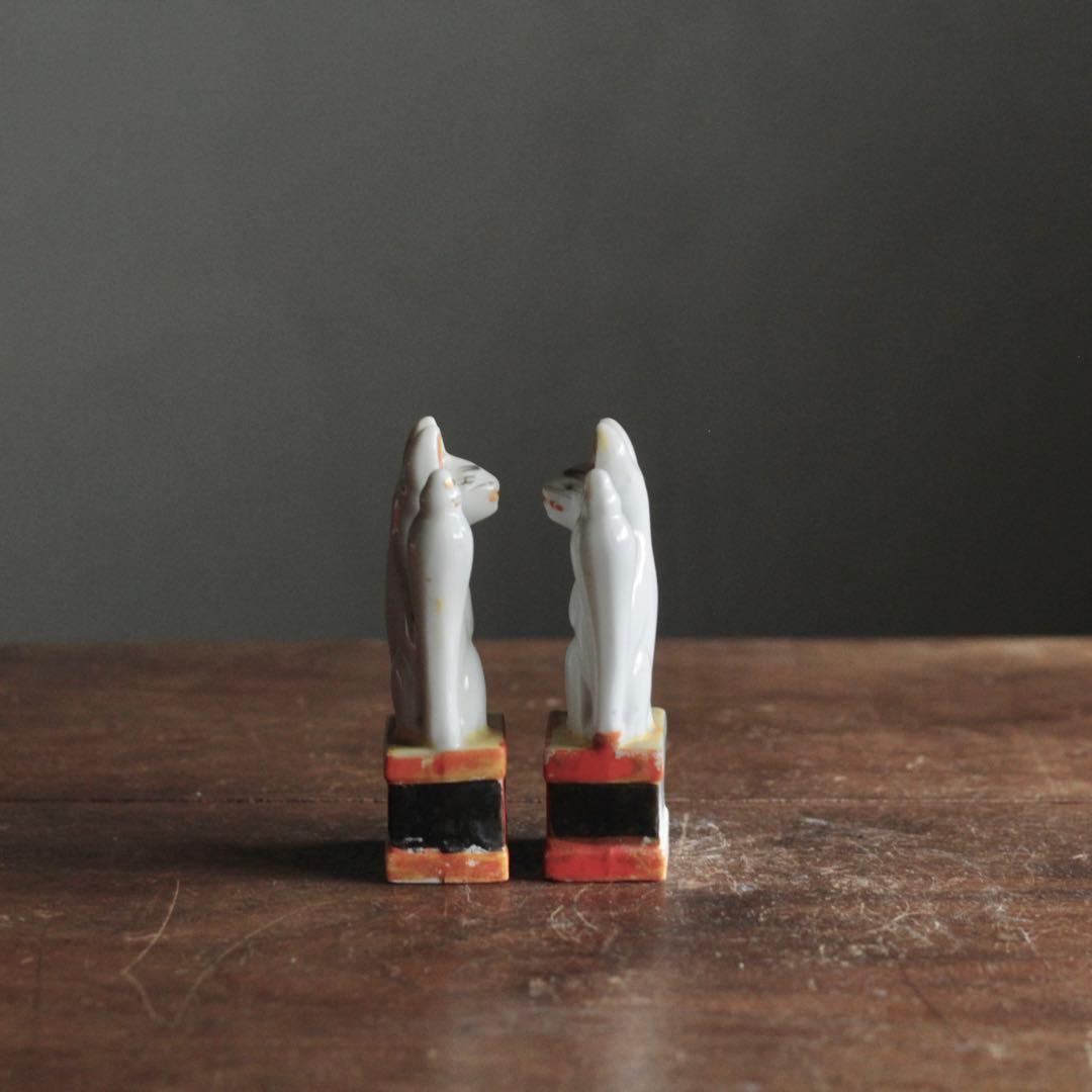 磁器人形 お稲荷さん 一対 民芸 古道具 アンティーク