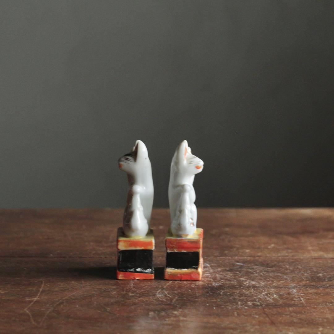 磁器人形 お稲荷さん 一対 民芸 古道具 アンティーク