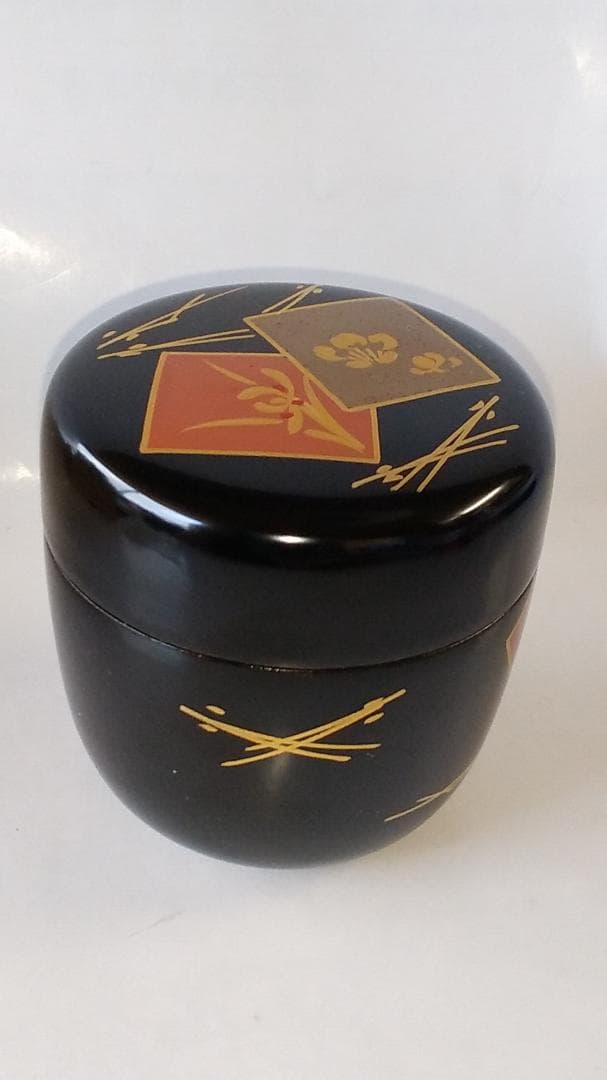 越前蒔絵師 宮田宗景 作 色紙蒔絵 中棗 共箱 漆器 漆芸 茶道具 新品 未使用