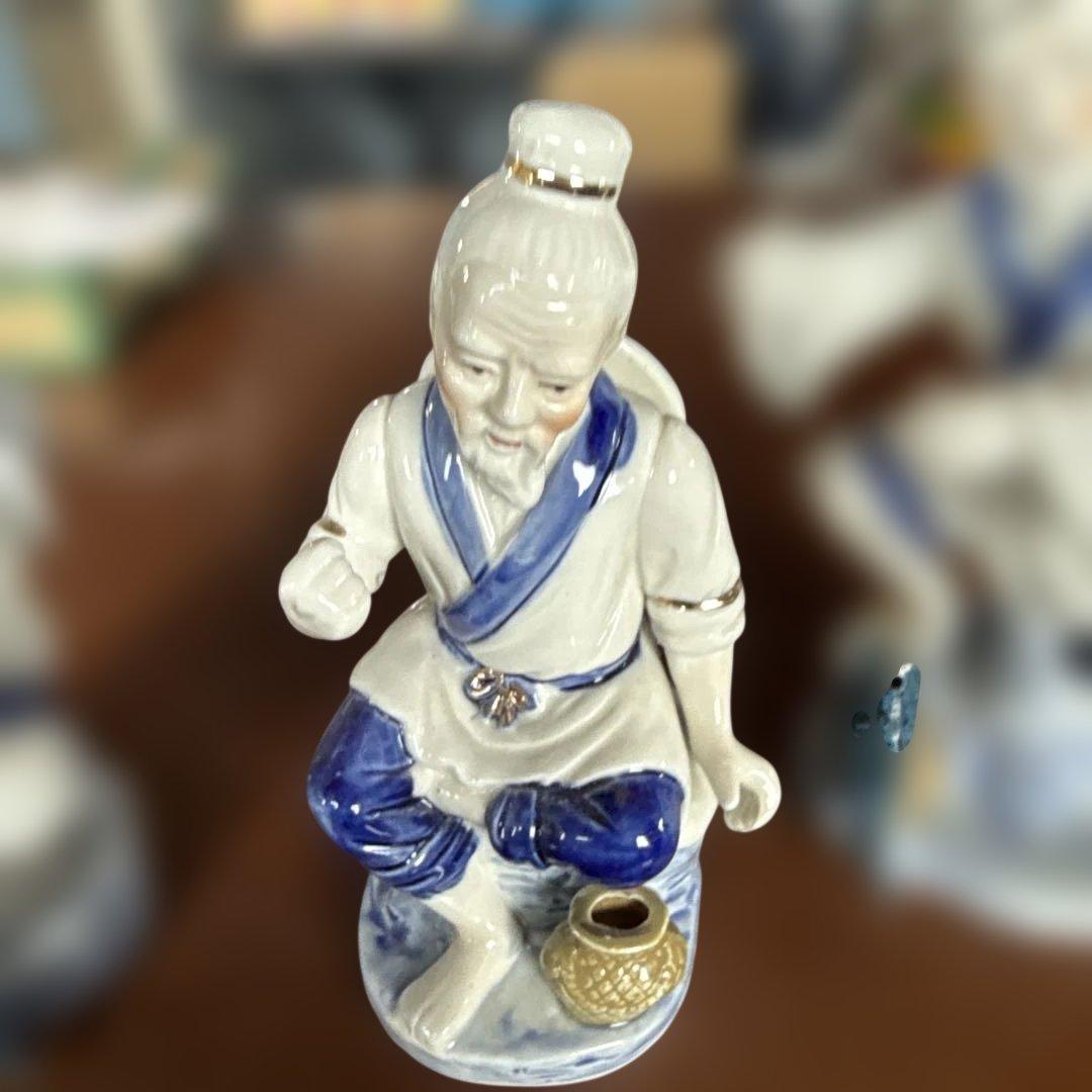 陶器の釣り人像 3体セット