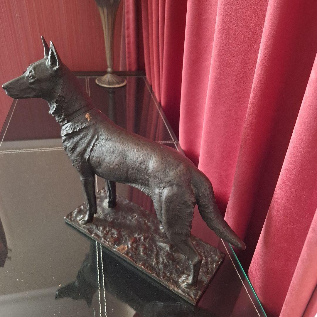 F. Dillon 犬のブロンズ彫刻
