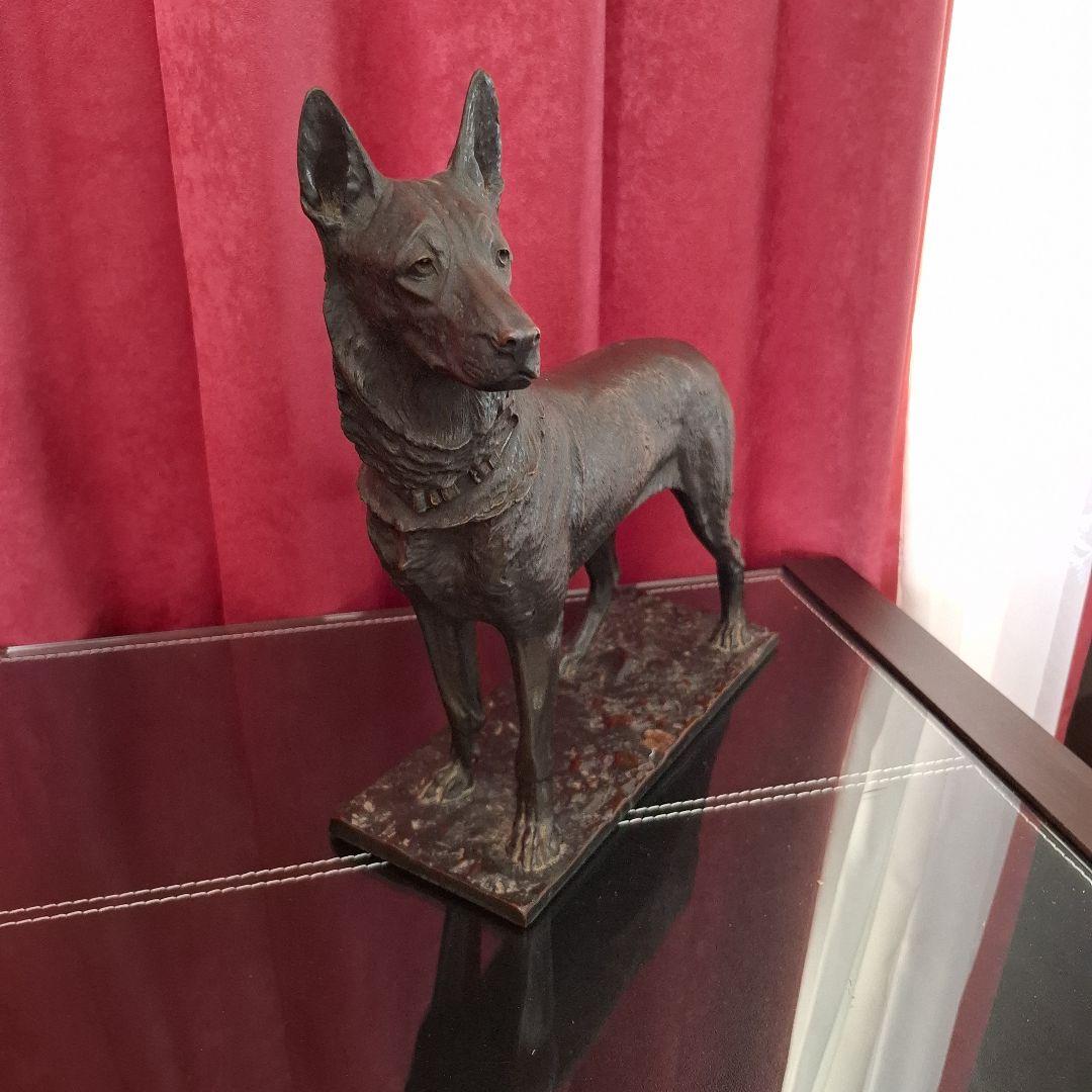 F. Dillon 犬のブロンズ彫刻