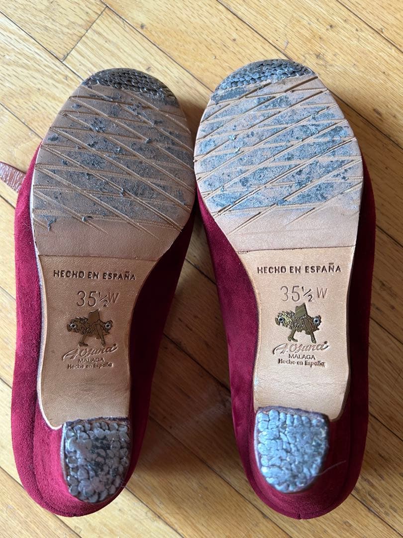 レッド スエード フラメンコシューズ　オスーナ