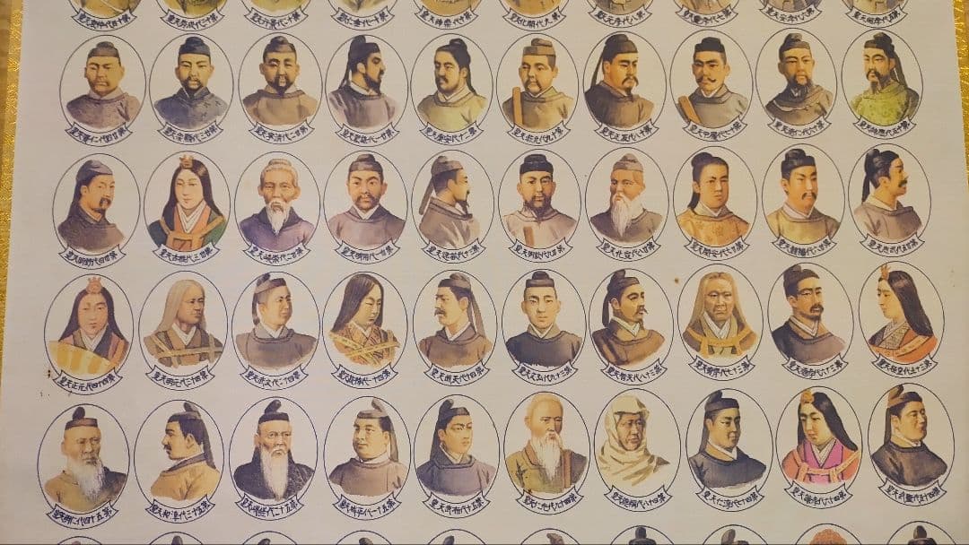 ご希望額まで値下げ～@『日本国歴代天皇御真影図』神武～昭和天皇 印刷掛軸 肖像画