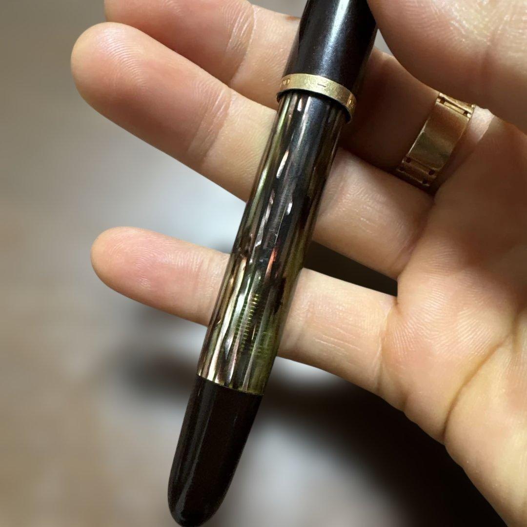 ペリカン400NN M&K 茶縞 万年筆 14C 字幅EF（極細字）　14K