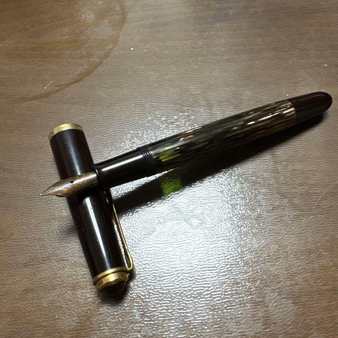 ペリカン400NN M&K 茶縞 万年筆 14C 字幅EF（極細字）　14K