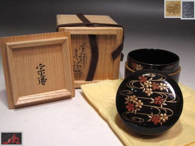 ★　中村宗哲　桜川蒔絵　雪吹　遠州流　12世　小堀宗慶花押がございます★x560