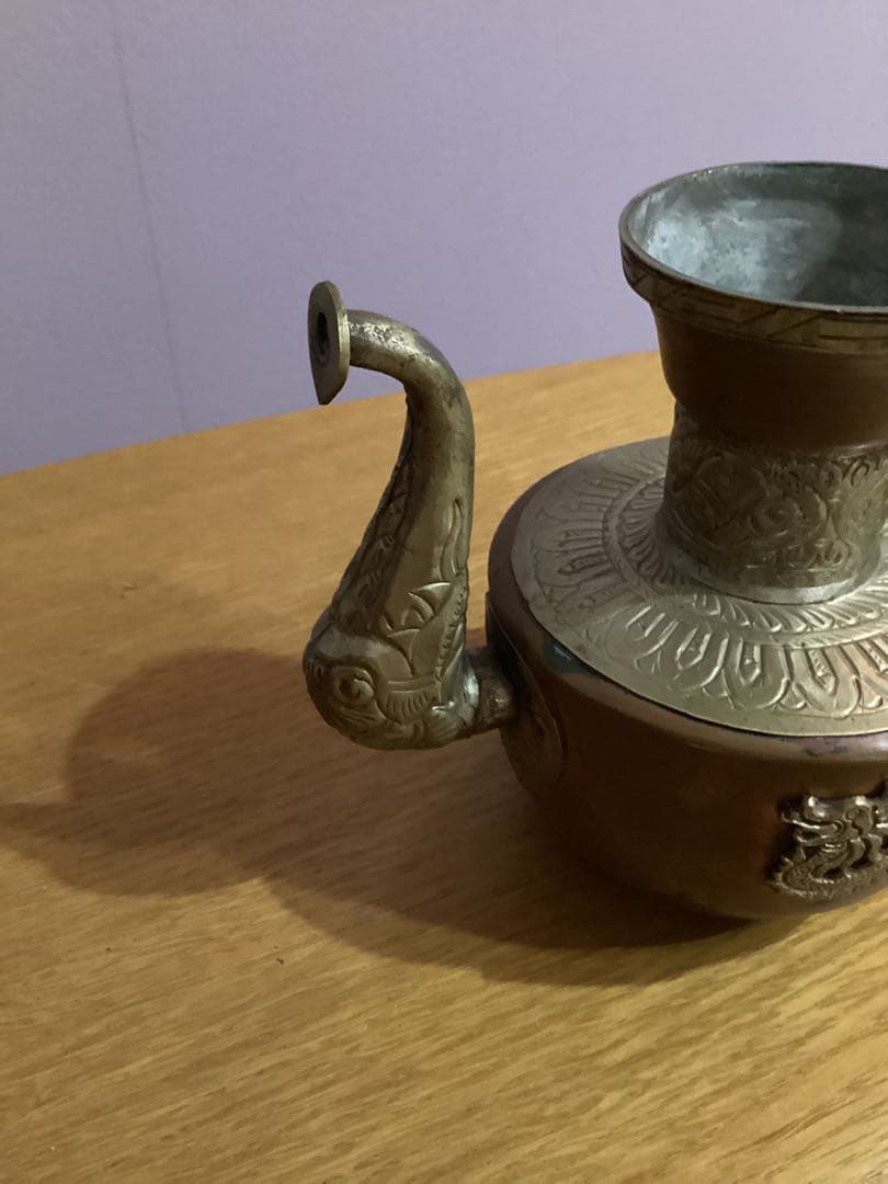 ビィンテージ　水差し　ティーポット　銅　真鍮