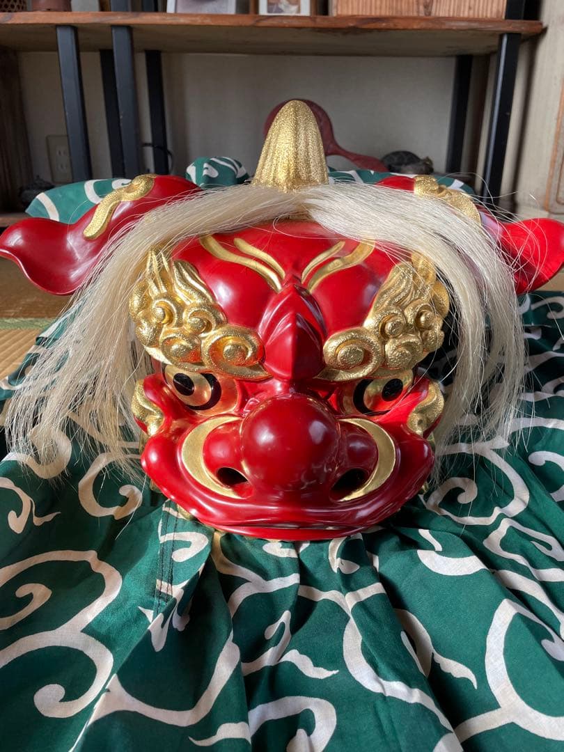 【祭り用】獅子舞 正月 早い者勝 獅子頭 伝統 神楽 木彫