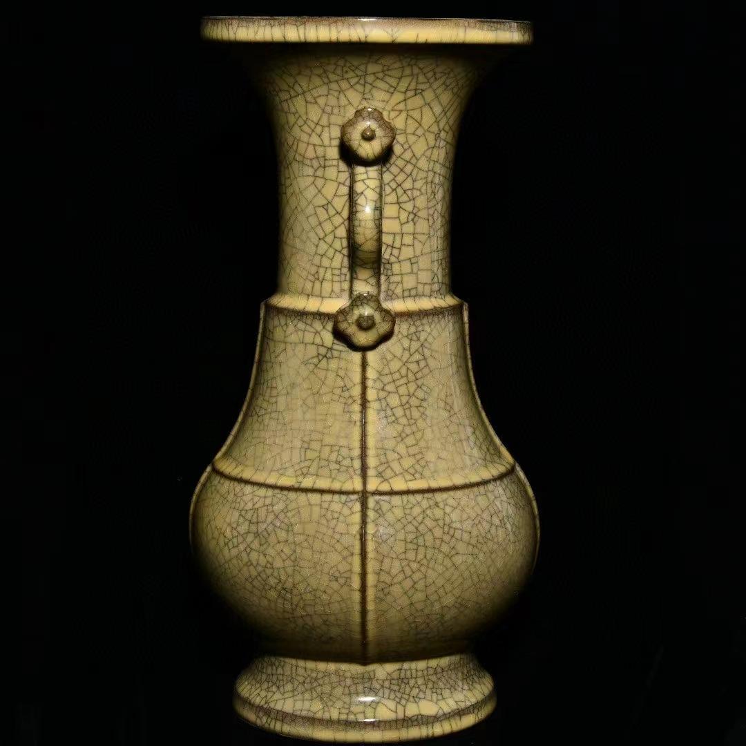 中国古美術・旧蔵陶磁器如意瓶・18x38cm・茶道具・案頭・置物・文房具・賞物