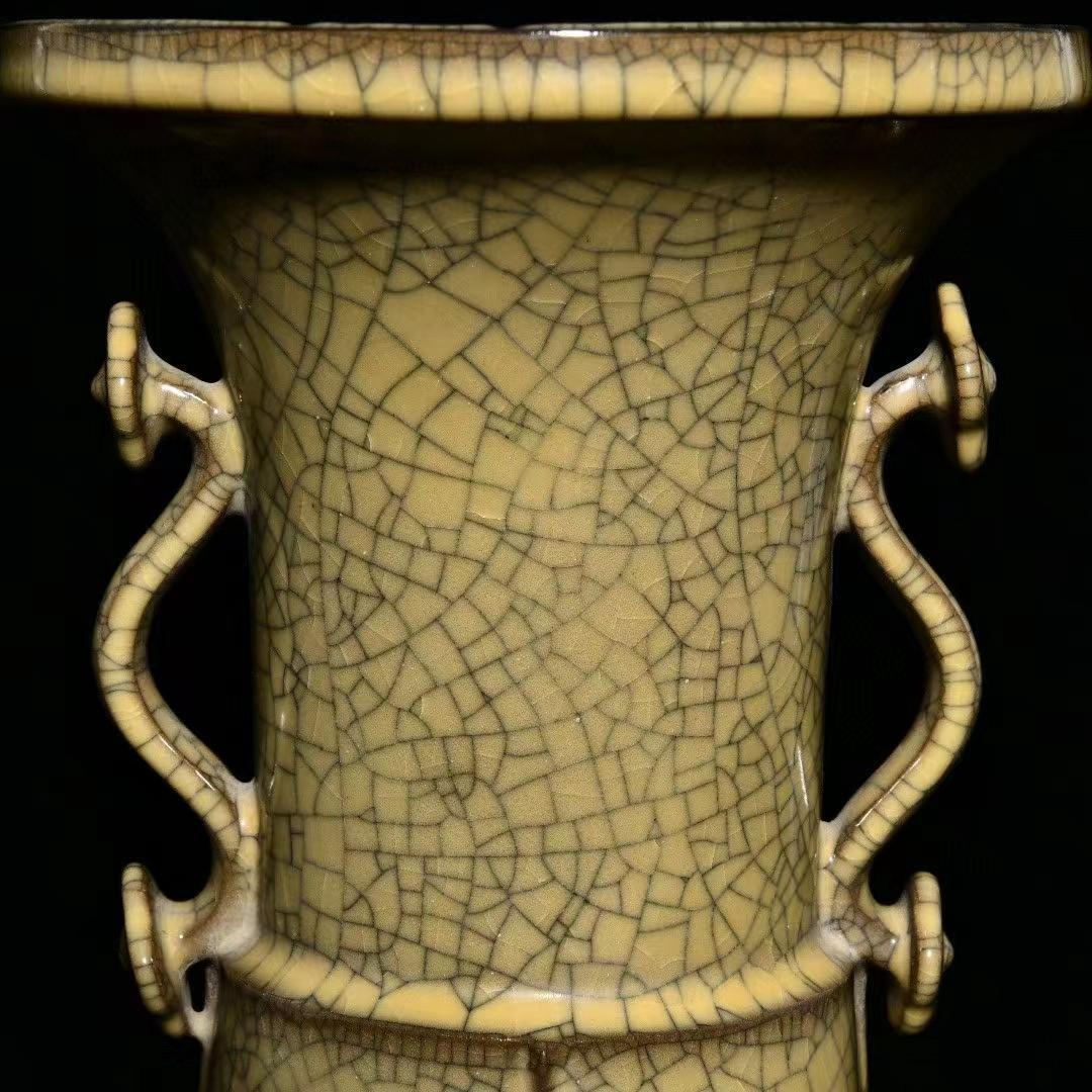 中国古美術・旧蔵陶磁器如意瓶・18x38cm・茶道具・案頭・置物・文房具・賞物