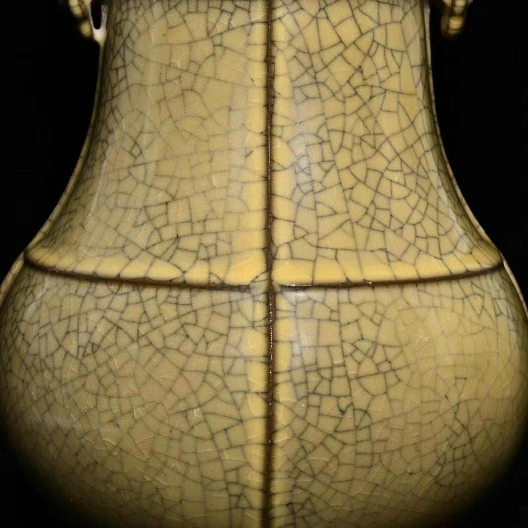 中国古美術・旧蔵陶磁器如意瓶・18x38cm・茶道具・案頭・置物・文房具・賞物