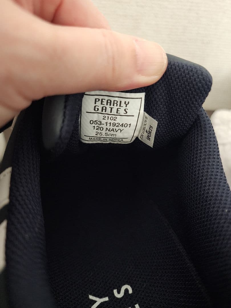 【☆超美品☆】PEARLY GATES サイドロゴ スニーカー 紺 25.5㎝